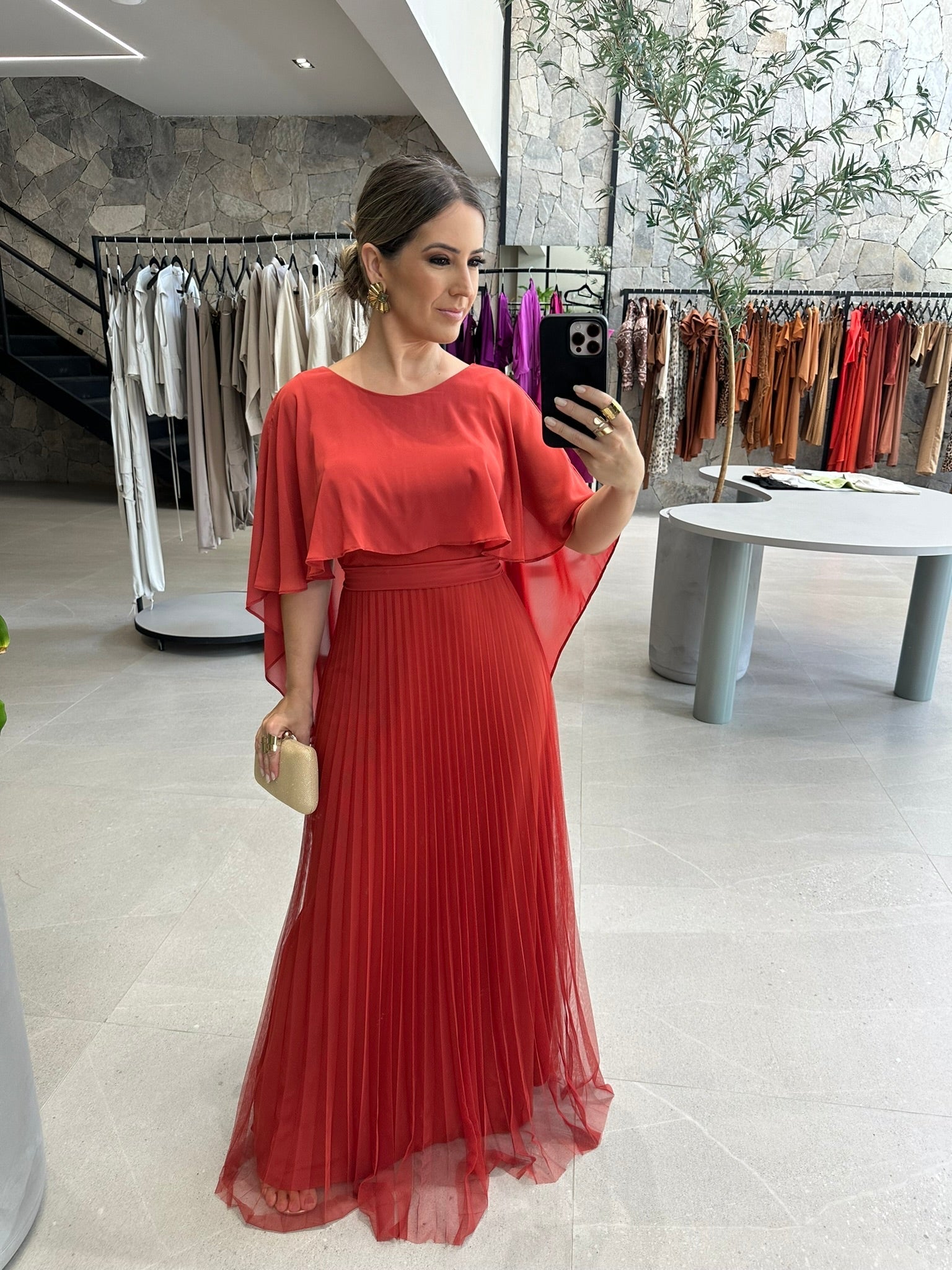 Vestido Capa Plissado