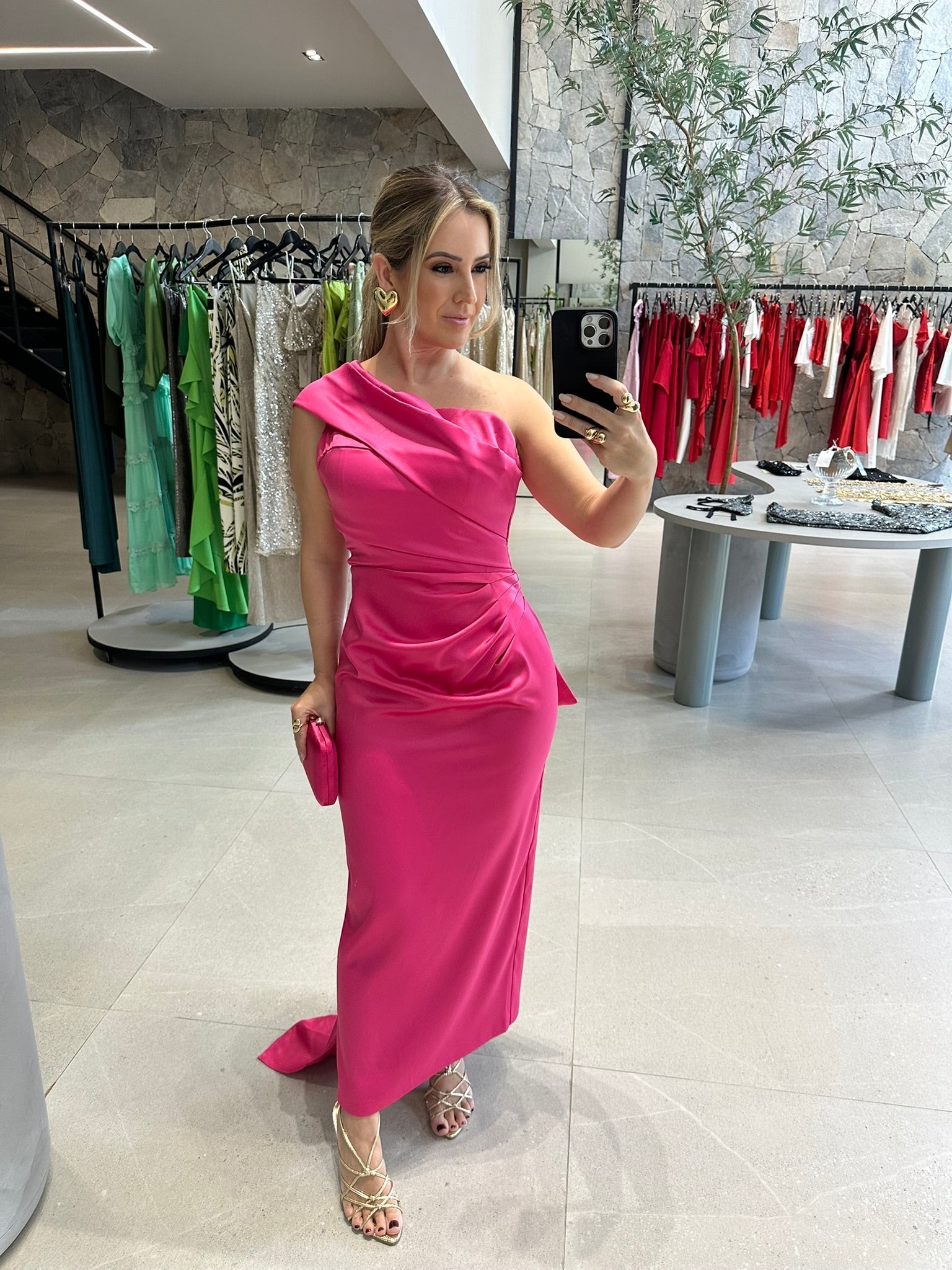 Vestido Ombro Só Cetim