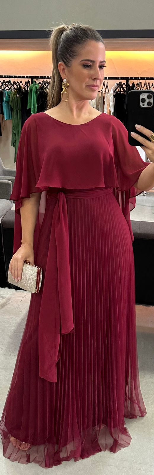 Vestido Capa Plissado
