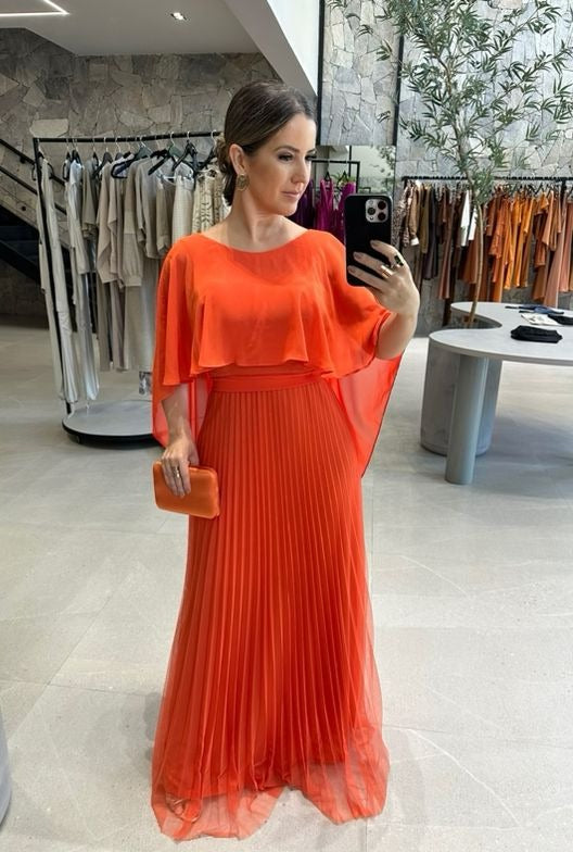 Vestido Capa Plissado