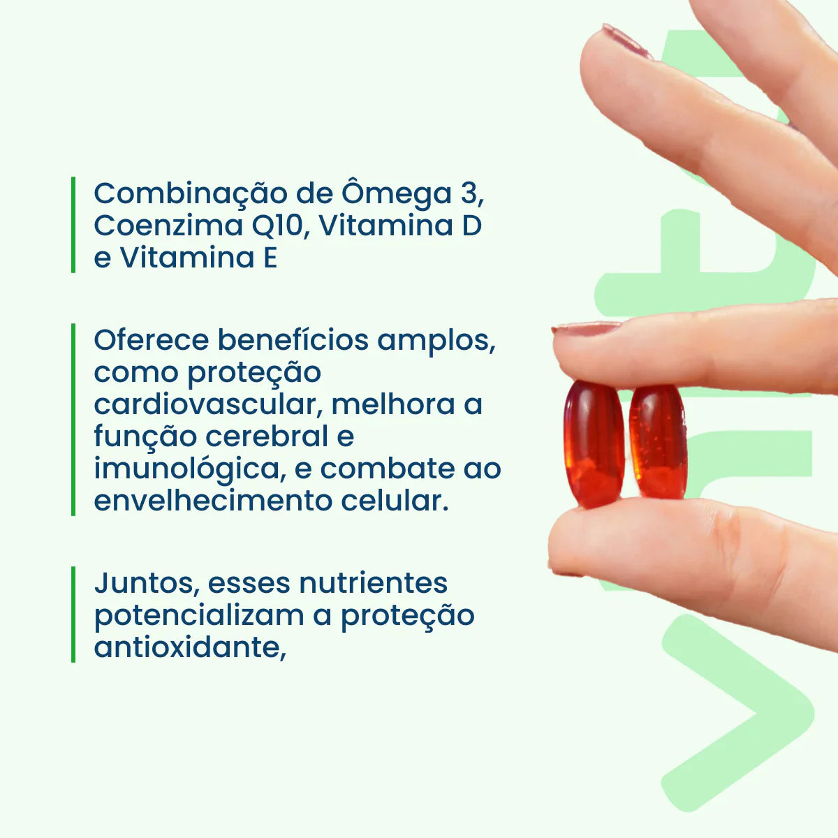 Ômega 3 em 1: Ômega 3 + Coenzima Q10 + Vitamina D e E