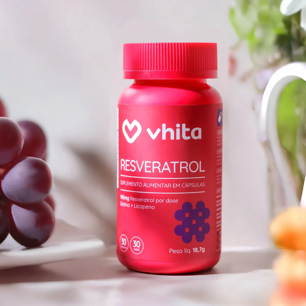 Resveratrol 165mg com licopeno biotina e proantocianidinas em 1 cápsula