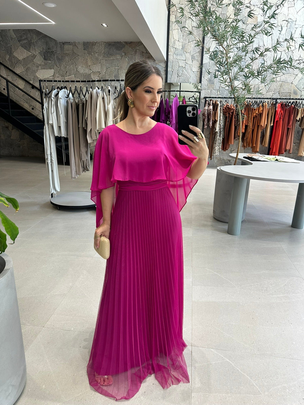 Vestido Capa Plissado