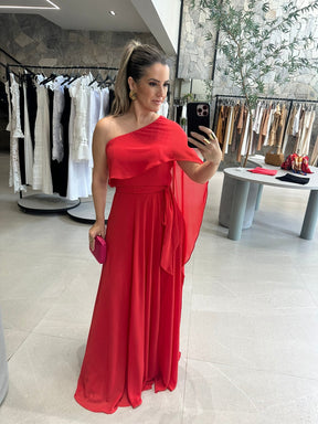 Vestido ombro só capa liso