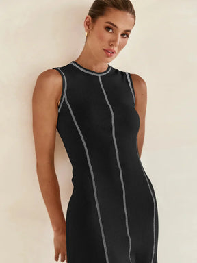 Vestido Midi de Malha Sem Mangas Eleganza
