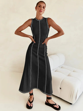 Vestido Midi de Malha Sem Mangas Eleganza