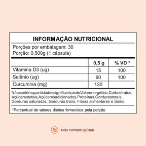 Cúrcuma Longa em cápsulas de 130mg com TCM + Selênio e Vitamina D3